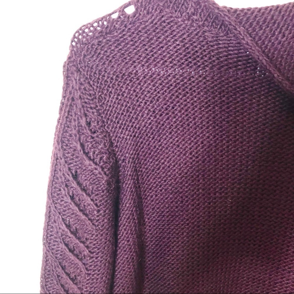 Dkny Wool Blend Split Neck Sweater Medium Purple … - image 6